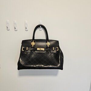 Vintage Versace Sunburst Handbag Tote Bag Black